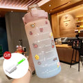 2 Liter Water Bottle Gym Water Bottle Gradient Color Sport Water Bottles with Time Marker Frosted Plastic Cup Bounce Lid Fitness