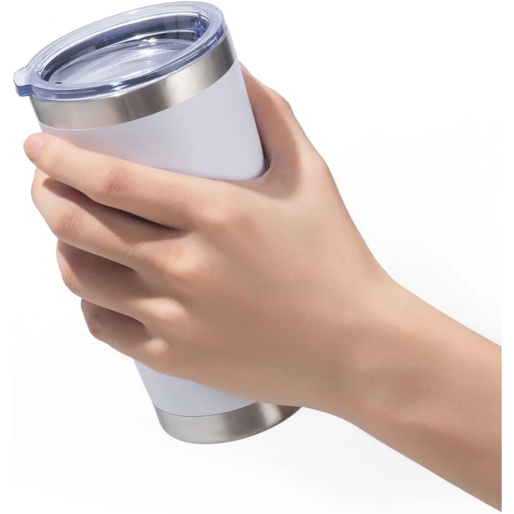 20oz Insulated Tumblers with Lid Stainless Steel Double Wall Tumbler Travel Coffee Cups Powder Coated Tapered Metal Thermal Mug